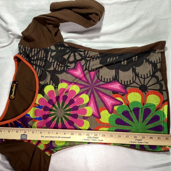Luna Claire Womens Brown Floral Psychedelic Graphic Long Sleeve Top Small Cotton - Picture 6 of 8